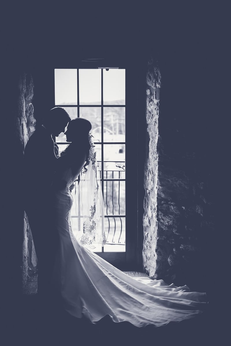 Bride and Groom in a Romantic Setting